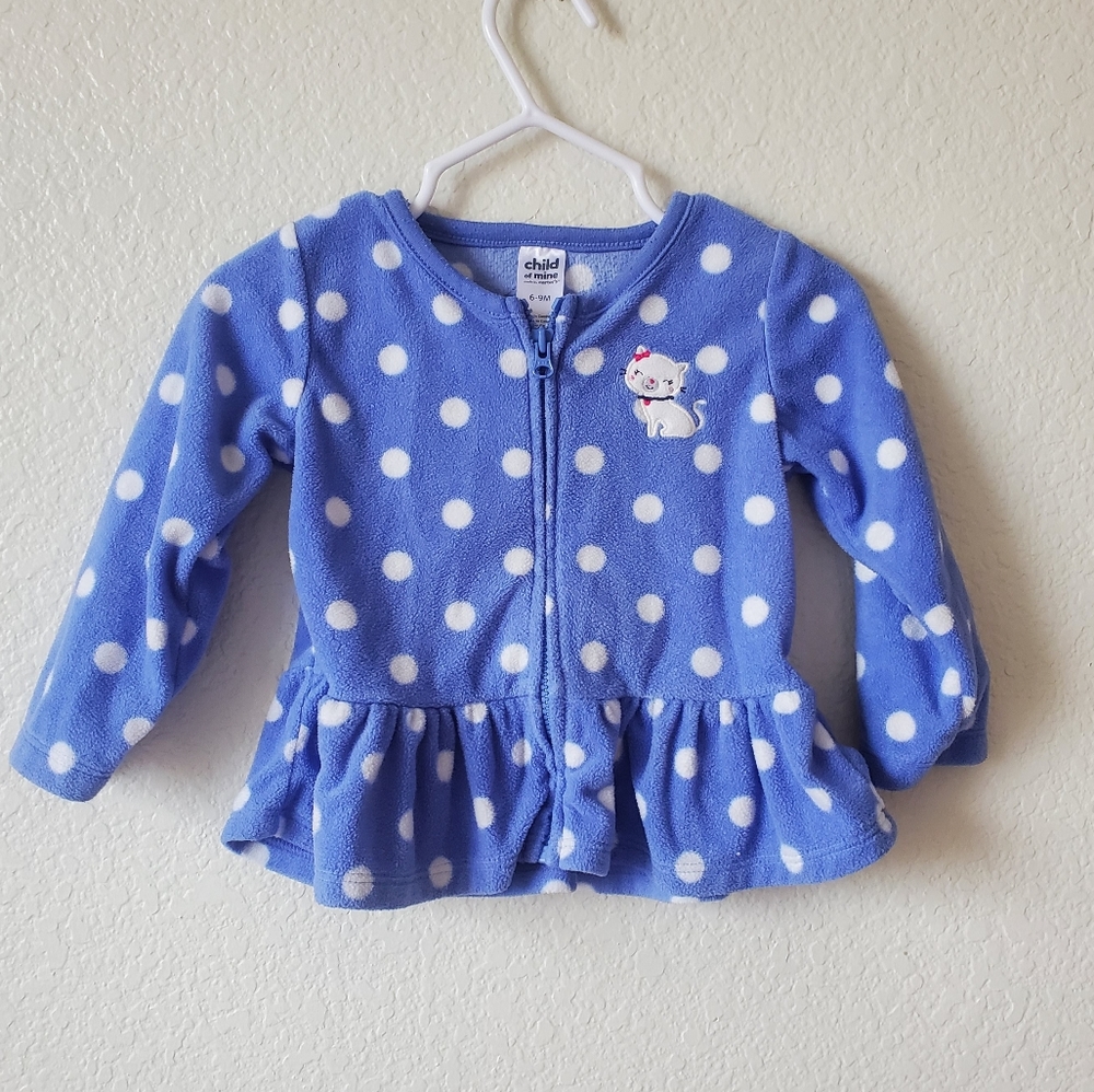Carters 6M Girls Blue White Dots Cat Jacket